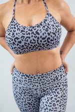 Pure Grey Cheetah T-Back Sports Bra