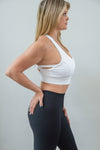 Racerback White Push Up Sports Bra