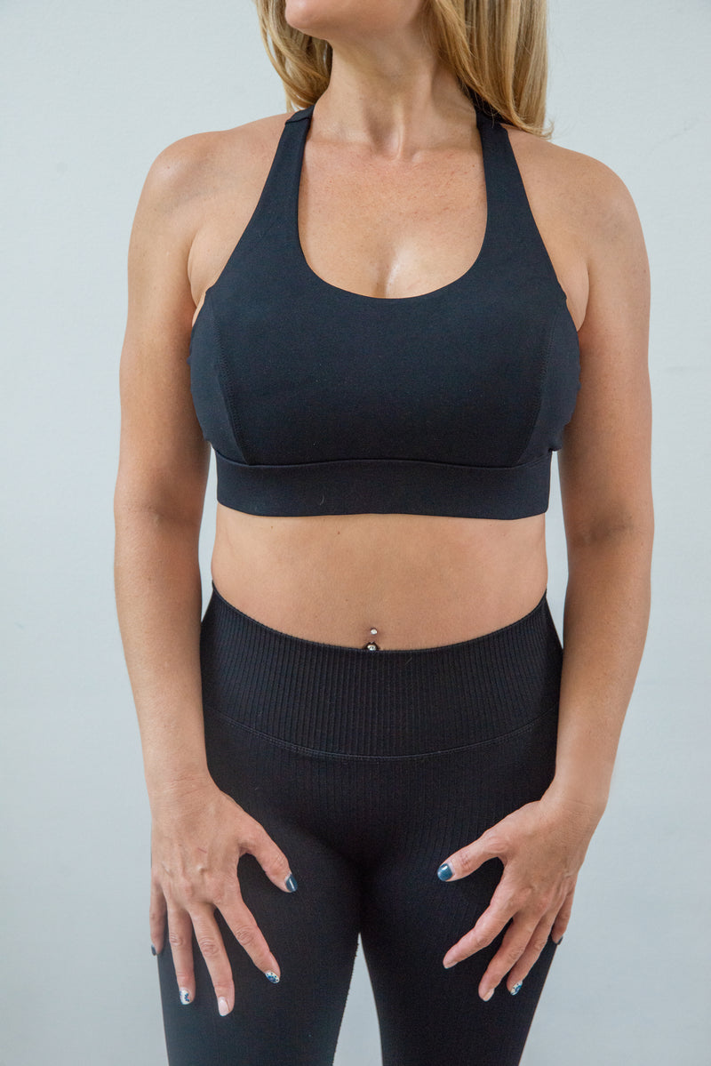 Racerback Black Push Up Sports Bra