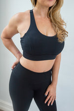 Racerback Black Push Up Sports Bra