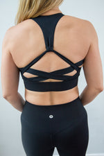 Racerback Black Push Up Sports Bra