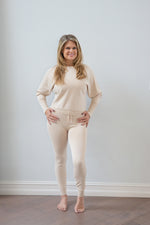 Any Occasion Beige Long Sleeve Top & Drawstring Pant Set