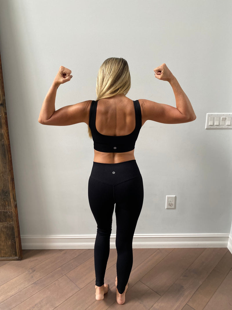 Olympus Black Ribbed Sports Bra